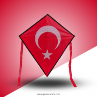 BAYRAKLI - KUMAŞ ÇERÇEVELİ ELMAS UÇURTMA BAYRAKLI - KUMAŞ ÇERÇEVELİ ELMAS UÇURTMA